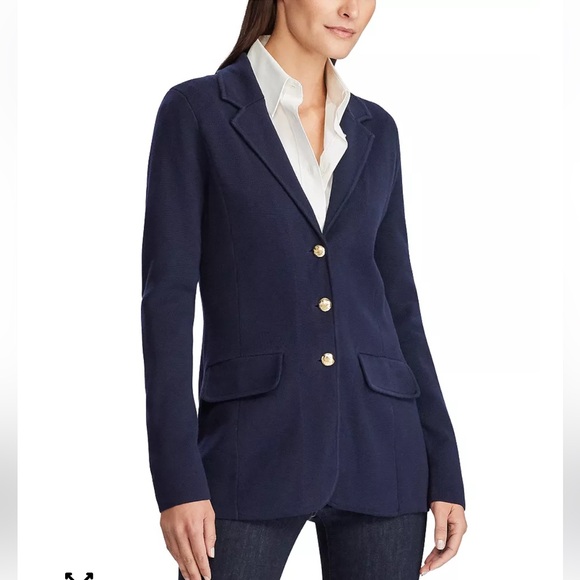Ralph Lauren Sweaters - Ralph Lauren Navy Blue Sweater Knit Blazer-M